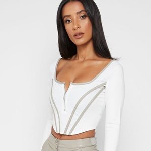 Manière de Voir long sleeve corset top - white